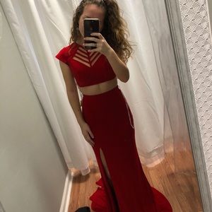 Red Two Piece Prom Dress